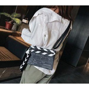 Black White Cinema Movie Prop Fashion Women Shoulder Crossbody Clutch Bag Messen